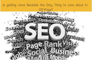 Graphic discussing off-page SEO with a word cloud centered around the term SEO