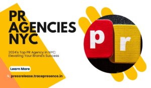 PR Agencies NYC promotional graphic with red and yellow letter blocks