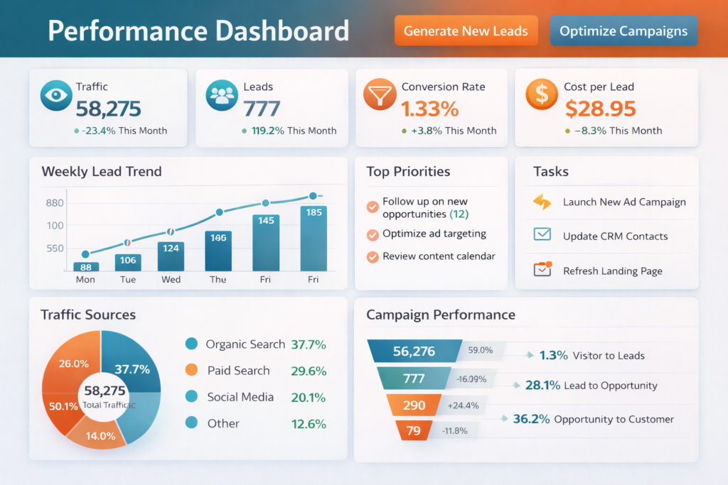 Social Orange transparent performance dashboard for clients