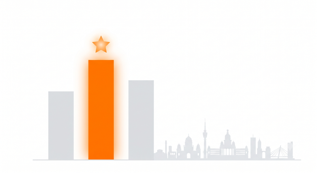 Orange podium bar topped with a star ranking the best digital marketing companies in Bangalore for 2026