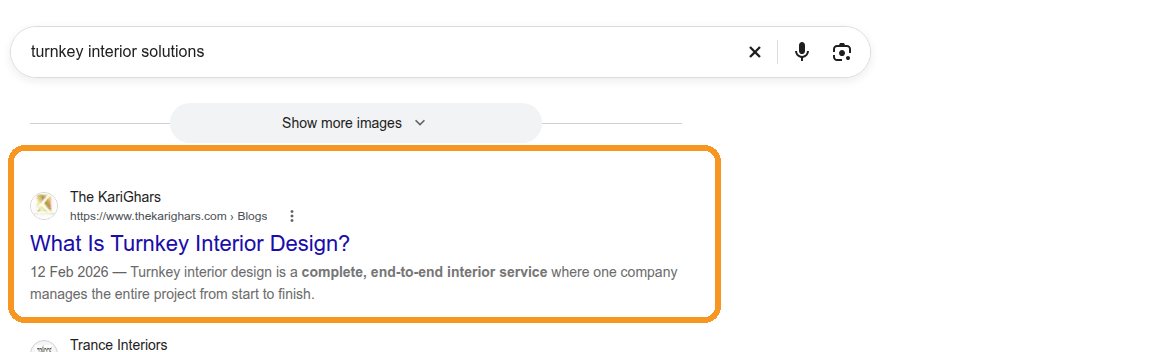 The KariGhars: #3 on Google for “turnkey interior solutions”