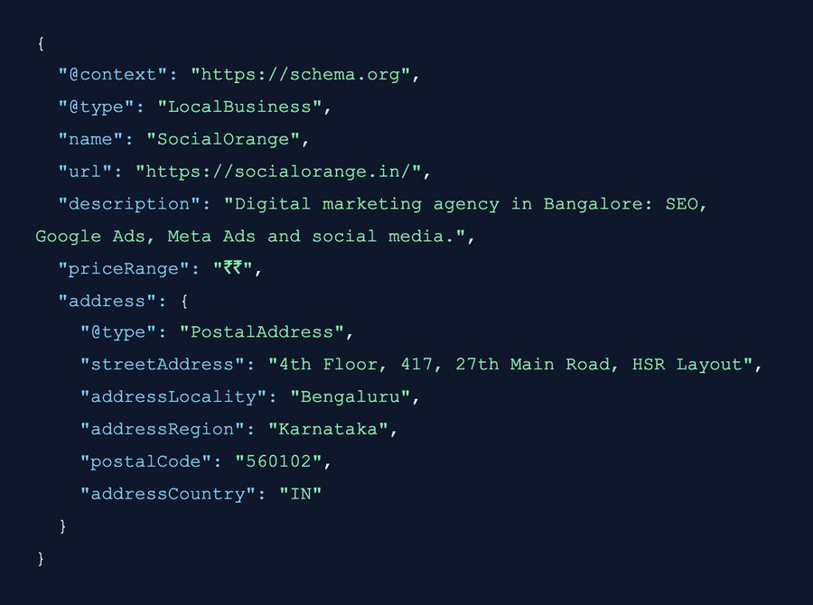 LocalBusiness JSON-LD generated by the schema tool